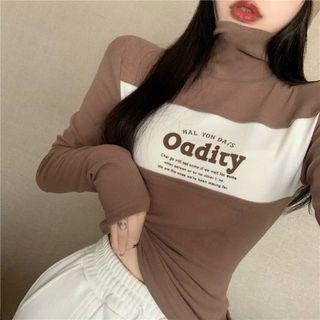 Color Block Lettering Print Top