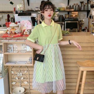 Mesh Short-sleeve Dress As Shown In Figure - One Size