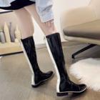 Contrast Trim Block Heel Knee-high Boots