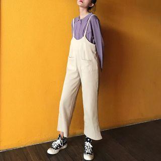 Collared Cardigan / Wide-leg Jumper Pants