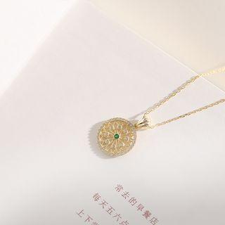 925 Sterling Silver Disc Pendant Necklace 925 Silver - As Shown In Figure - One Size