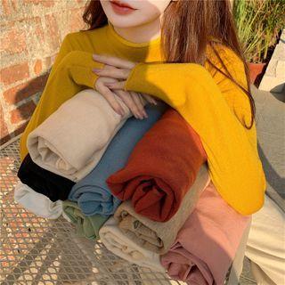 Mock Two Piece Plain Long-sleeve Top