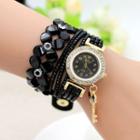 Embellished Clover Key Layered Strap Watch