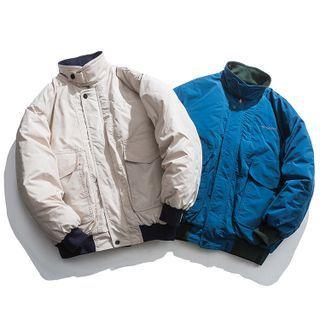 Long-sleeve Color-block High-neck Jacket