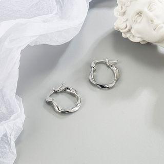 Knot Alloy Hoop Earring 1 Pair - Hoop Earring - Silver - One Size