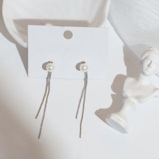 Faux Pearl Drop Earring 1 Pair - Era041-72 - Silver - One Size
