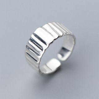925 Sterling Silver Textured Polished Open Ring Ring - One Size