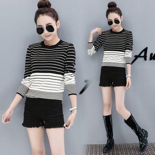 Stripe Colour Block Long-sleeve Knit Top