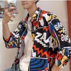3/4-sleeve Comic Print Shirt