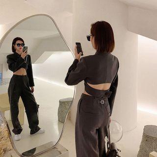 Set: Cropped Blouse + Straight-fit Pants