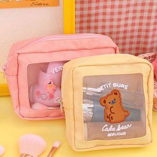 Bear Applique Canvas Pouch