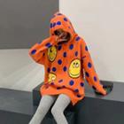 Smiley Face Print Hooded Sweater