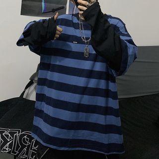 Striped Mock Two-piece T-shirt