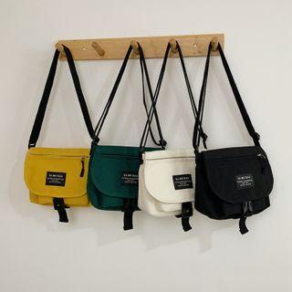 Canvas Snap Buckle Crossbody Bag