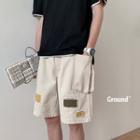 Drawstring Color-block Cargo Shorts