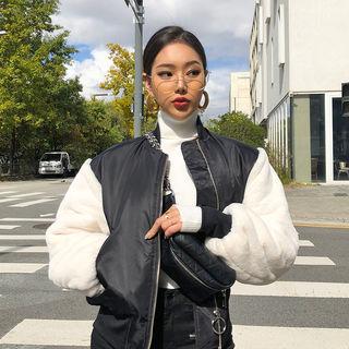 Faux-sleeve Zip-up Flight Jacket