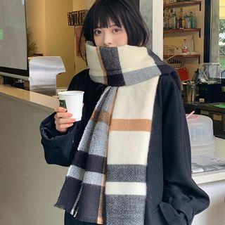 Plaid Scarf Gray & Almond - One Size
