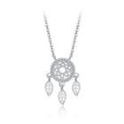 925 Sterling Silver Dream Catcher Necklace With White Austrian Element Crystal Silver - One Size