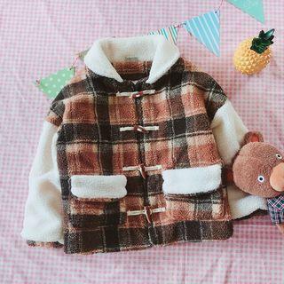 Plaid Fleece Toggle Coat Plaid - Coffee - One Size