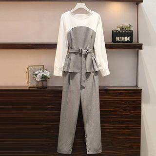 Set: Mock Two Piece Blouse + Dress Pants