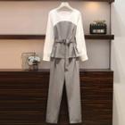 Set: Mock Two Piece Blouse + Dress Pants