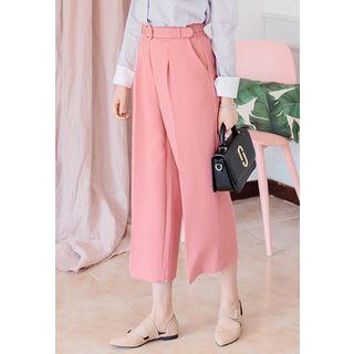 Band-waist Wide-leg Pants With Belt