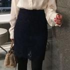 Laced Pencil Midi Skirt