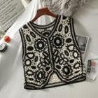 V-neck Embroidered Vest As Shown In Figure - One Size
