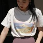 Short-sleeve Beach Print T-shirt