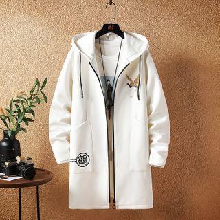 Crane Embroidered Zip-up Hoodie