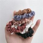 Ruffle Fabric Hair Tie Set Of 6 - Brown & Blue & Pink & Red & White & Black - One Size