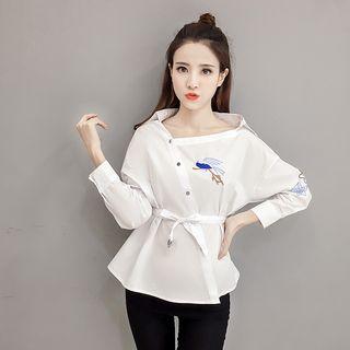 Embroidered Open Placket Shirt