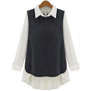 Mock Two-piece Panel Knit Top