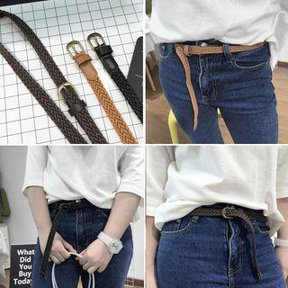 Woven Faux Leather Scarf