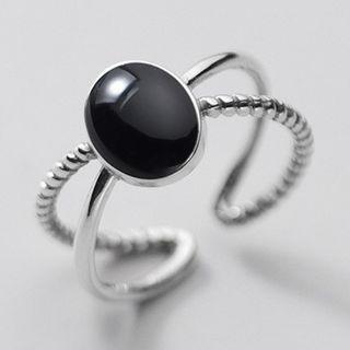 925 Sterling Silver Agate Layered Open Ring 1 Pc - 925 Sterling Silver Agate Layered Open Ring - One Size