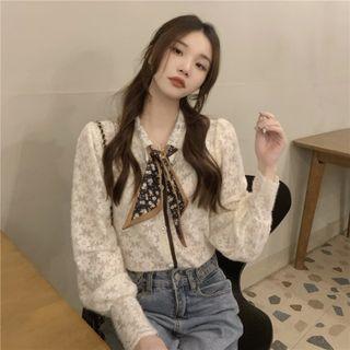 Floral Tie Blouse Almond - One Size