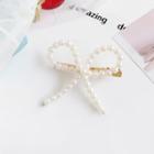 Faux Pearl Bow Hair Clip 1 Pc - White - One Size
