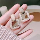Beaded Ear Stud 1 Pair - White Faux Pearl - Gold - One Size