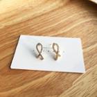 925 Sterling Silver Ribbon Ear Stud / Clip-on Earring