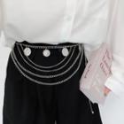 Coin Pendant Layered Alloy Waist Chain Silver - One Size