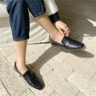Faux Leather Croc Grain Block-heel Loafers