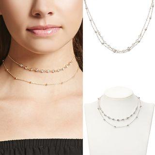 Rhinestone Double Layered Choker