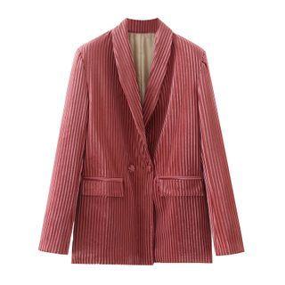 Double-breasted Velour Blazer