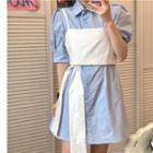 Puff-sleeve Mini A-line Shirtdress / Tie-strap Camisole Top