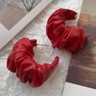 Shirred Faux Leather Open Hoop Earring 1 Pair - Red - One Size