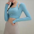 Mock Two-piece Long-sleeve Fitted Sports Top / Yoga Pants / Set
