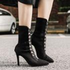 Pointy Toe Lace-up High Heel Short Boots