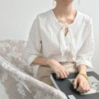 Tie Front 3/4-sleeve Blouse