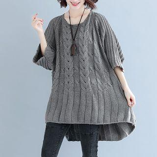 3/4-sleeve Oversized Sweater