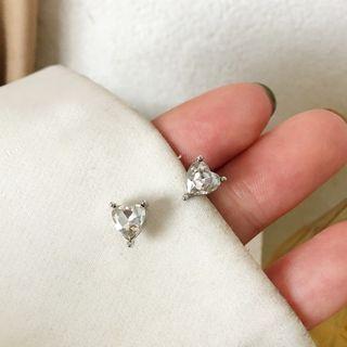 Heart Rhinestone Earring 1 Pair - Love Heart Earrings - One Size